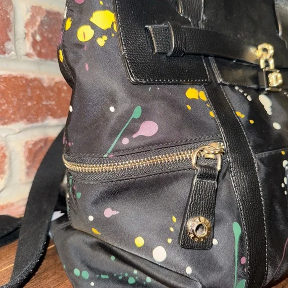 Henri Bendel Black Multicolor Splatter Backpack - Picture 7 of 8